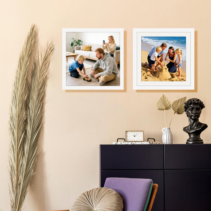 WUTL Picture Frames 10x10 2 Pack Made of Solid Wood White for Wall Mounting and Tabletop Display - Image 5